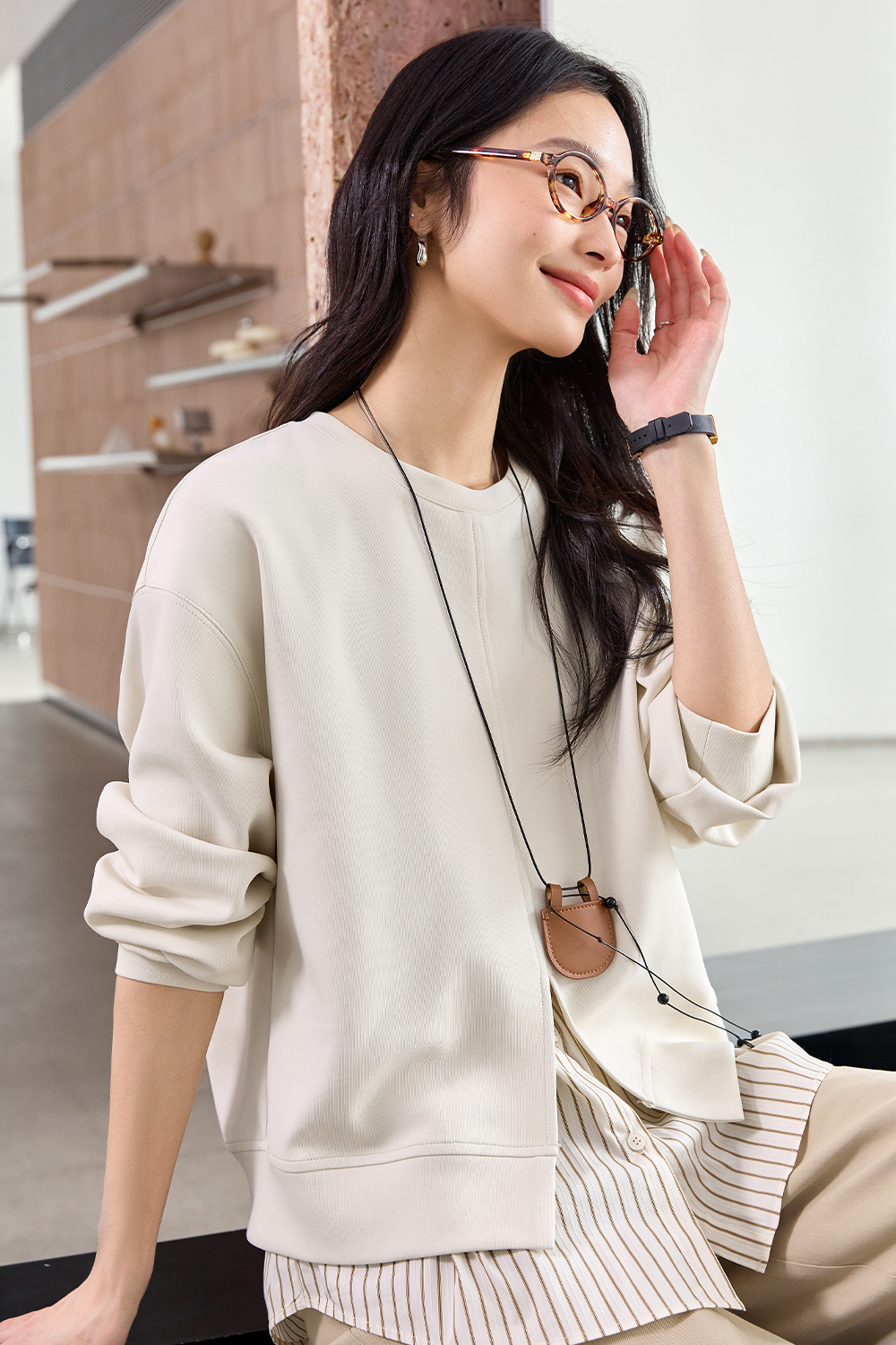 Splicing Style Design Sweatshirt-VIMLYSTORE