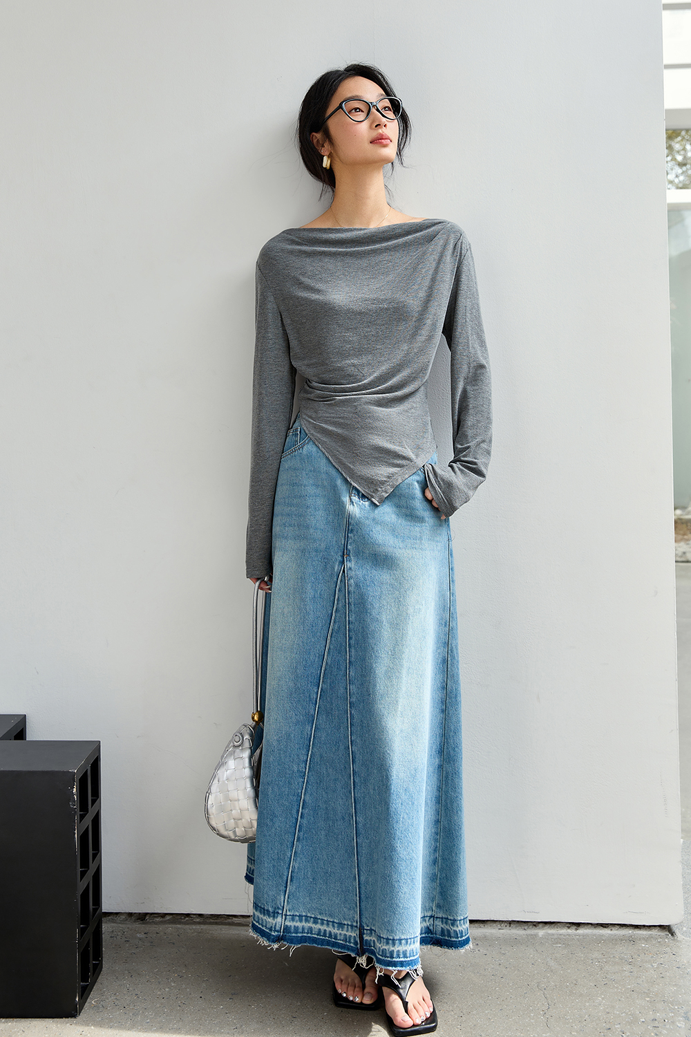 Natural Pleated Solid Color T-Shirt-VIMLYSTORE