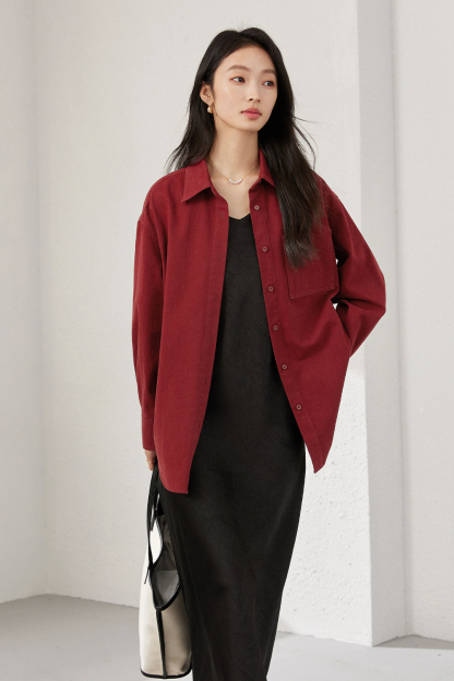 Wine Red Long-Sleeved Shirt