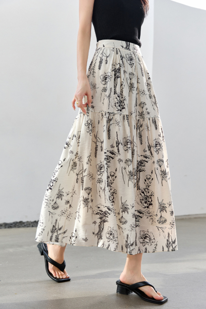 Floral Print Long Skirt