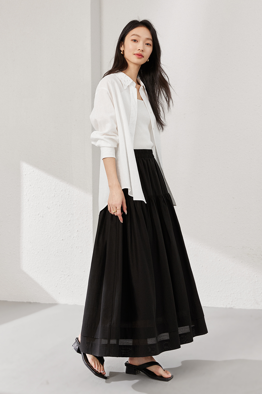 Pleated Loose Long Skirt