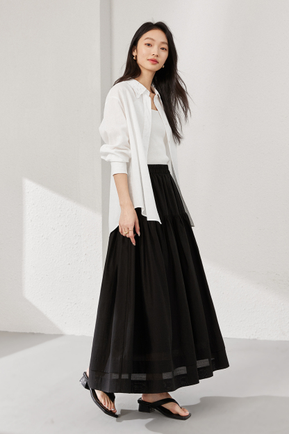 Pleated Loose Long Skirt