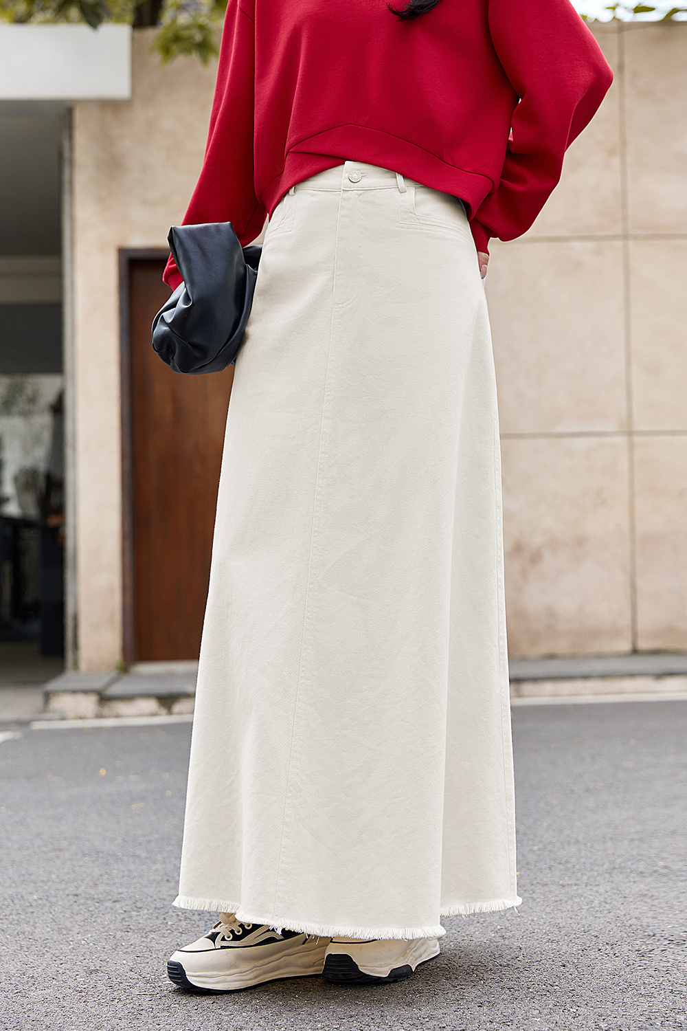 Cotton Denim Long Skirt-VIMLYSTORE