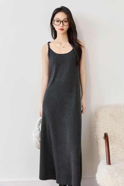 Knitted Suspender Long Dress
