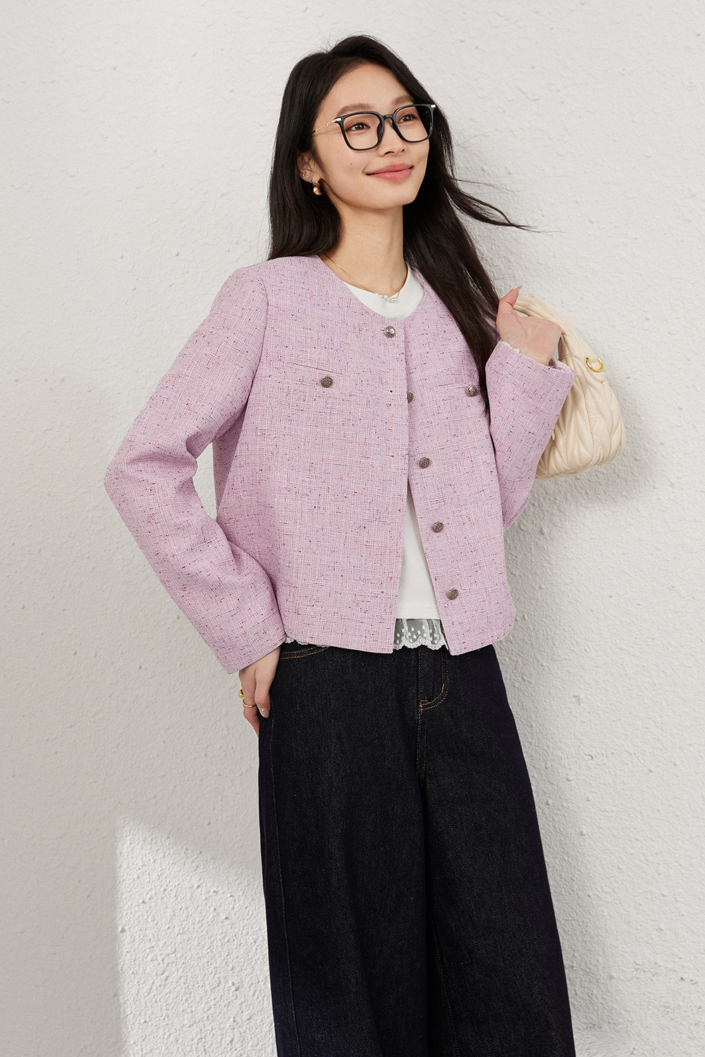 Elegant Tweed Jacket-VIMLYSTORE