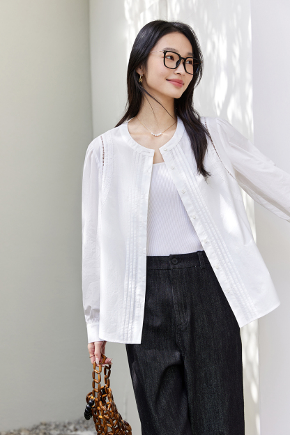 Fine Pleated Long Sleeved Shirt