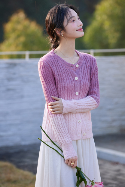 Romantic Gradient Knitted Cardigan
