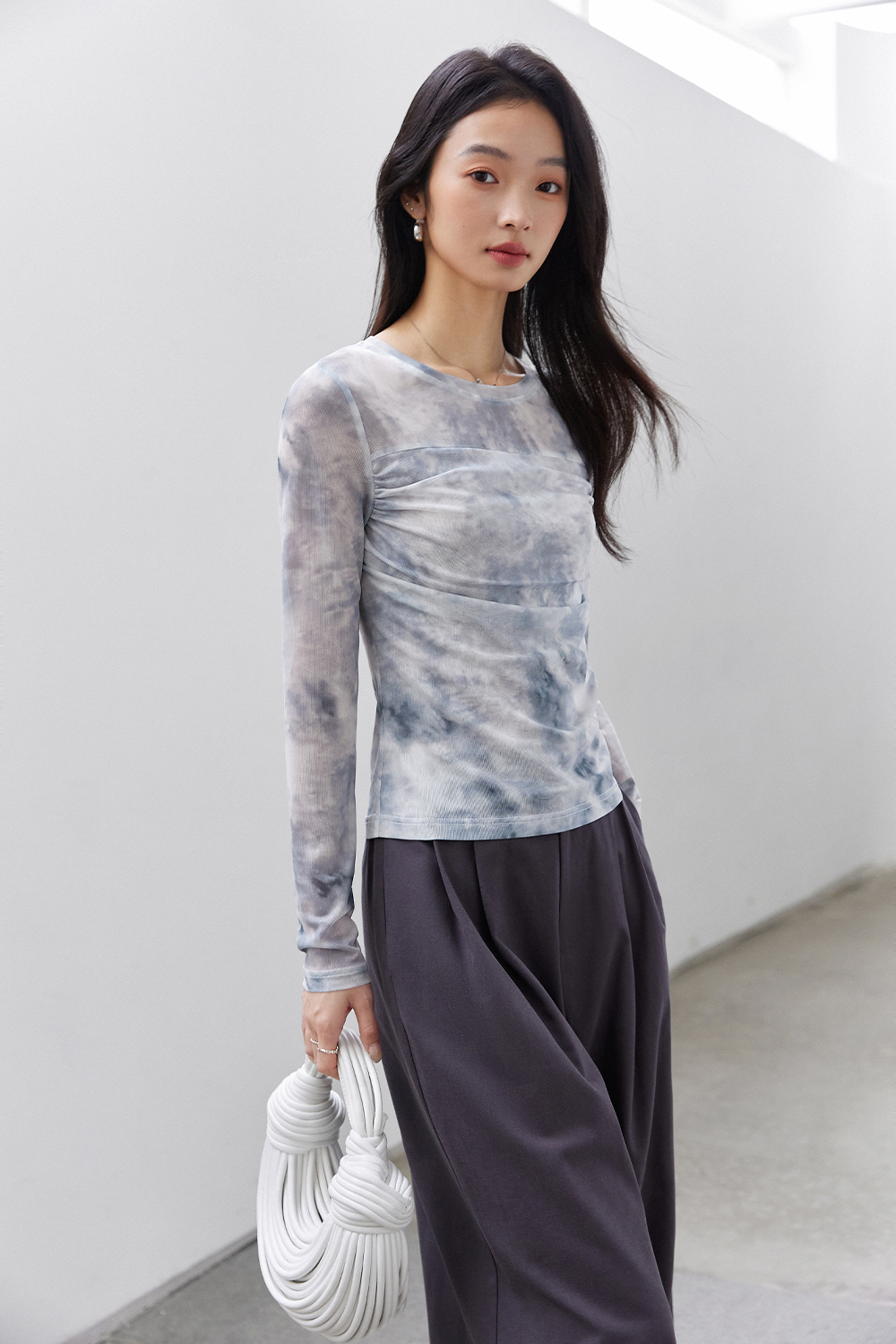 Smudge-dyed Knitted T-shirt-VIMLYSTORE