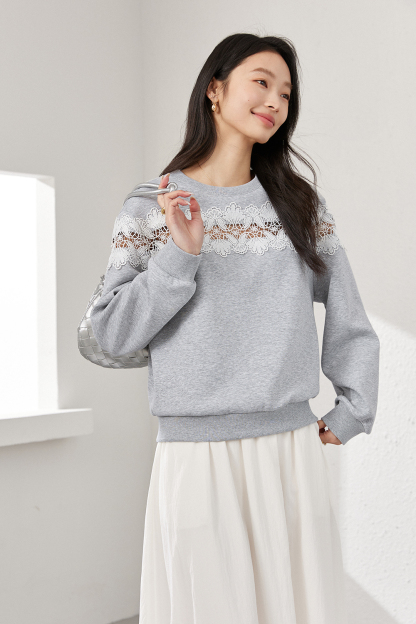 Hollow Lace Sweatshirt