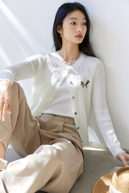 Pony Embroidered Knitted Cardigan