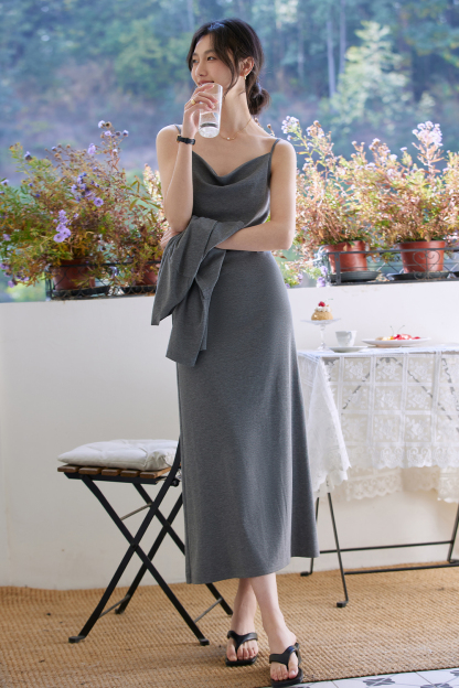Grey Elegant Knitted Suit