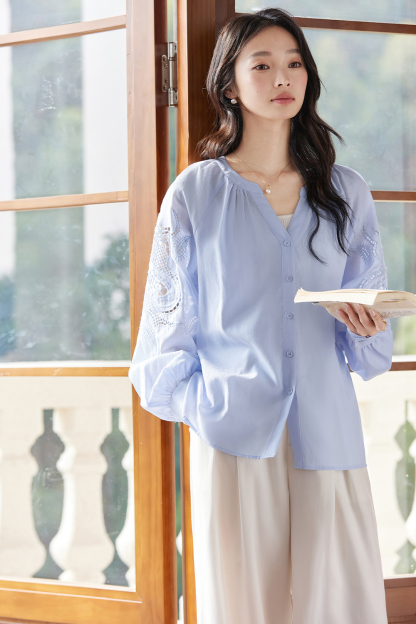 French Hollow Embroidered Shirt
