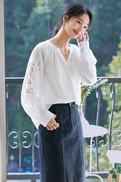 French Hollow Embroidered Shirt