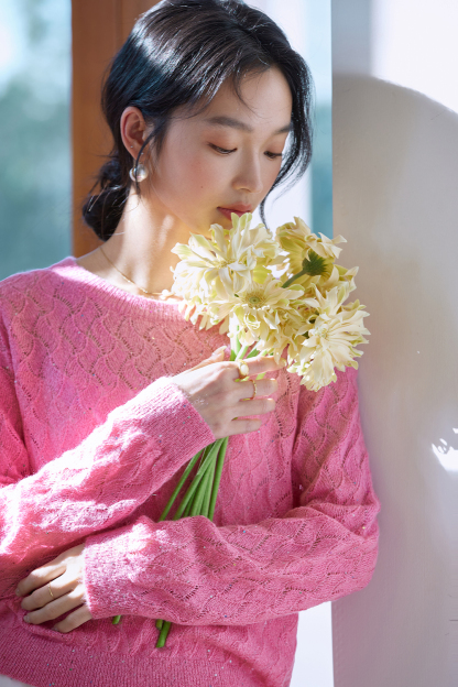Argyle Pattern Hollow Sweater