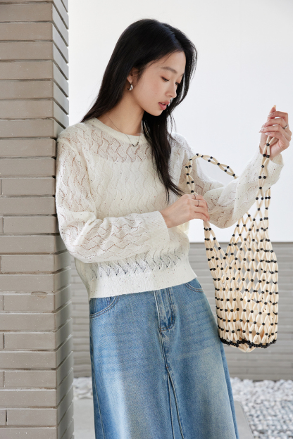 Argyle Pattern Hollow Sweater