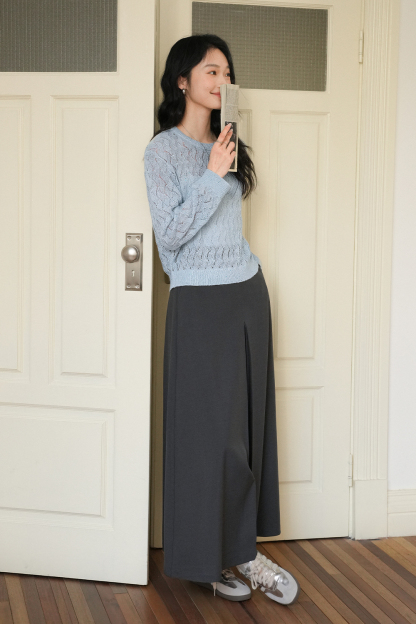 Argyle Pattern Hollow Sweater