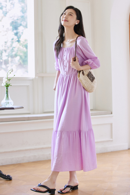 Elegant Square Neck Dress
