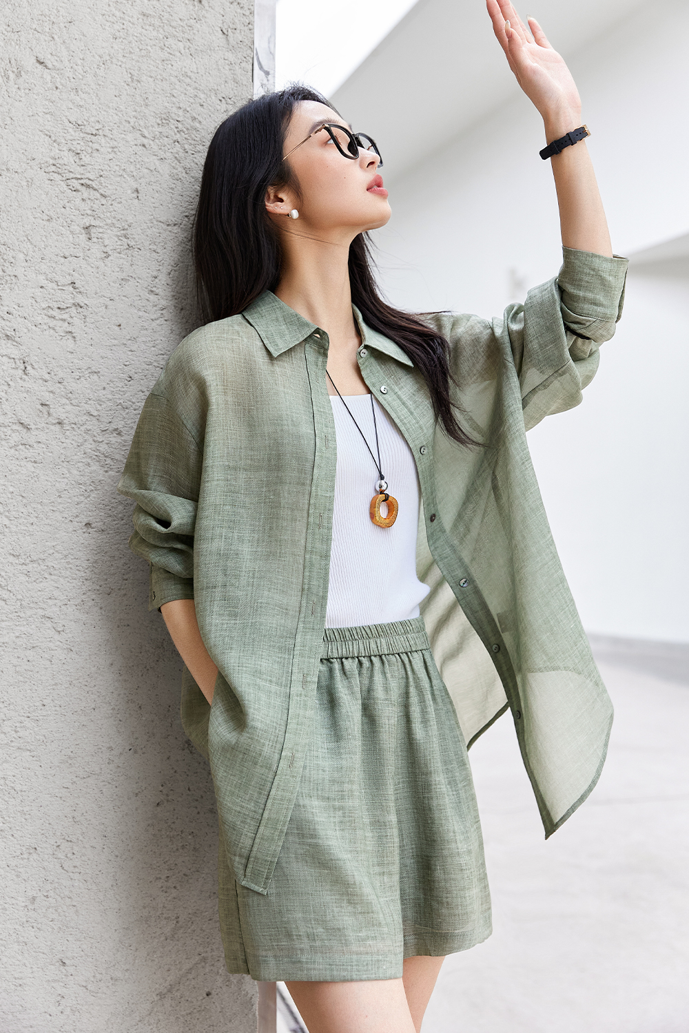 Ramie Tencel Shirt Suit-VIMLYSTORE