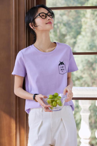 Cotton Pocket Cat T-Shirt