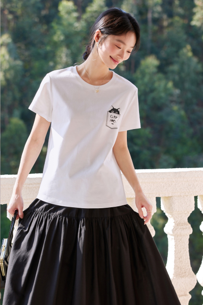 Cotton Pocket Cat T-Shirt