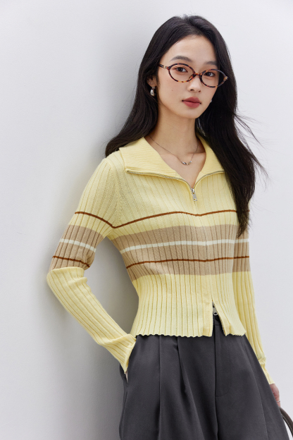 Retro Color-Blocked Striped Sweater