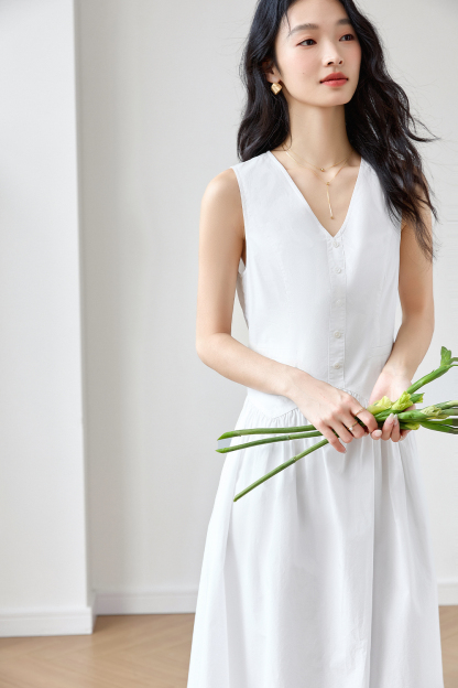 Solid Loose Cotton Dress