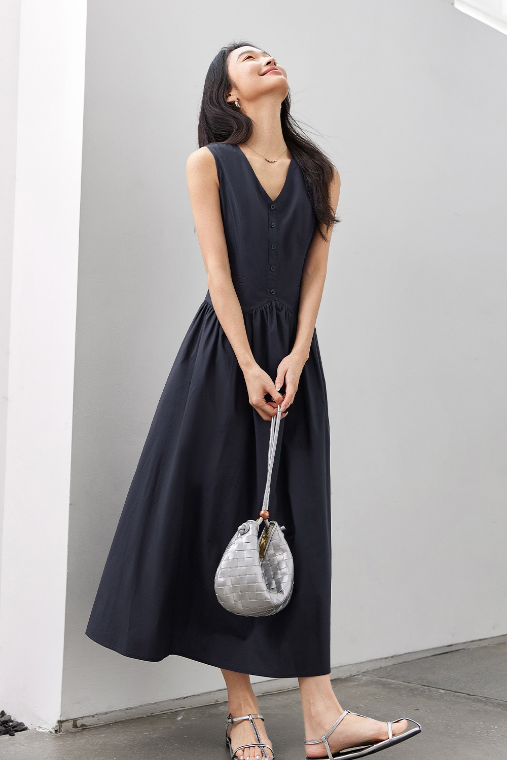 Solid Loose Cotton Dress-VIMLYSTORE