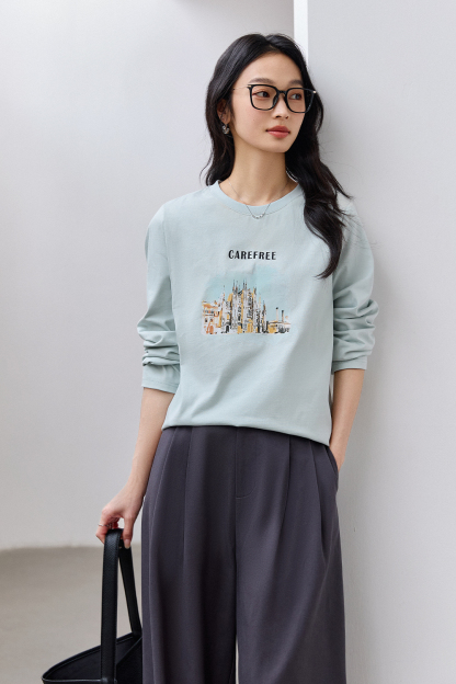 Scenery Print Cotton T-shirt