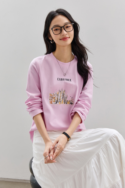 Scenery Print Cotton T-shirt