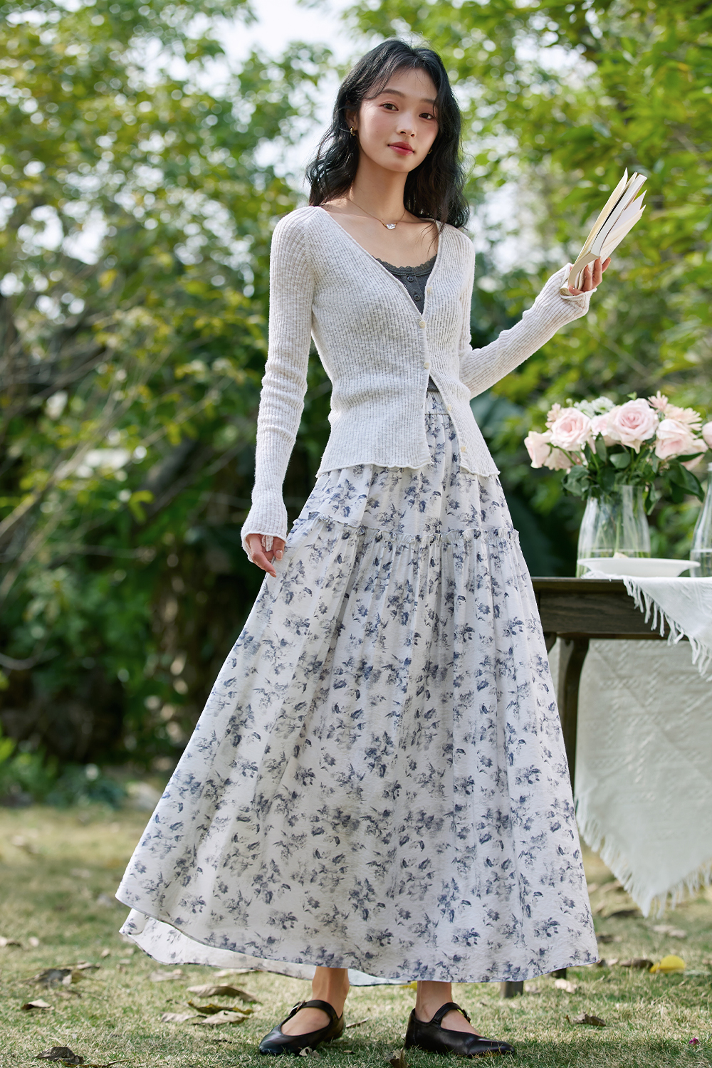 Fresh Tencel Printed Skirt-VIMLYSTORE