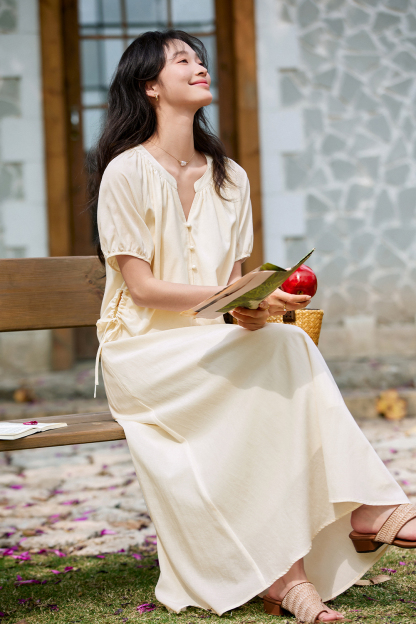 Gentle Beige Two-Piece Skirt Suit