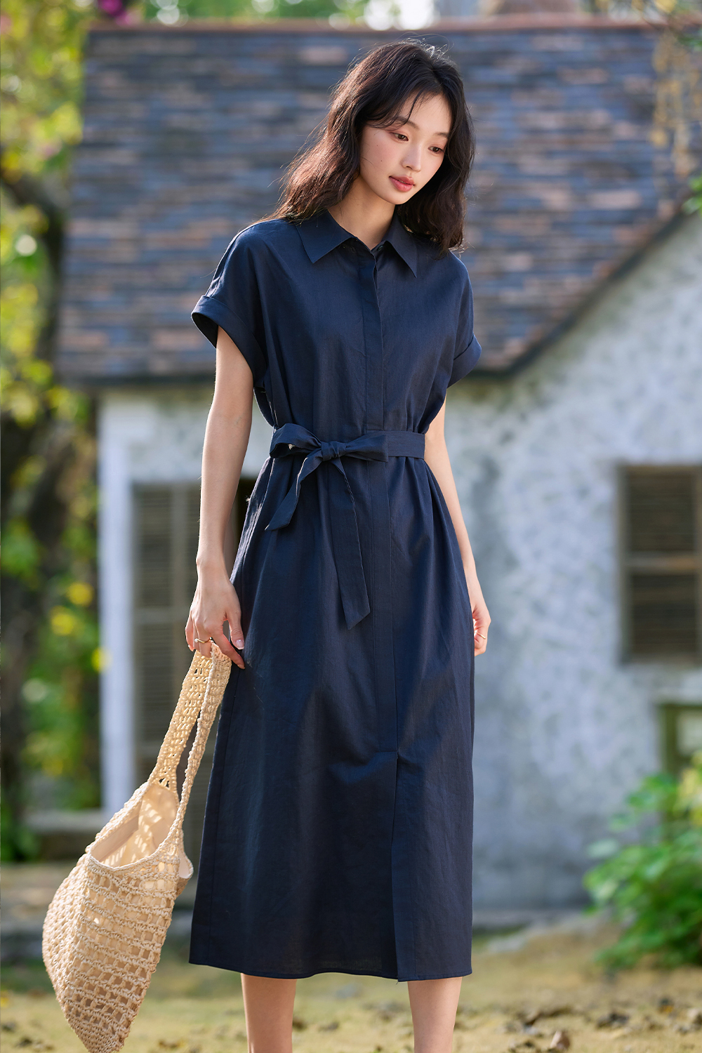 Lapel Shirt Dress