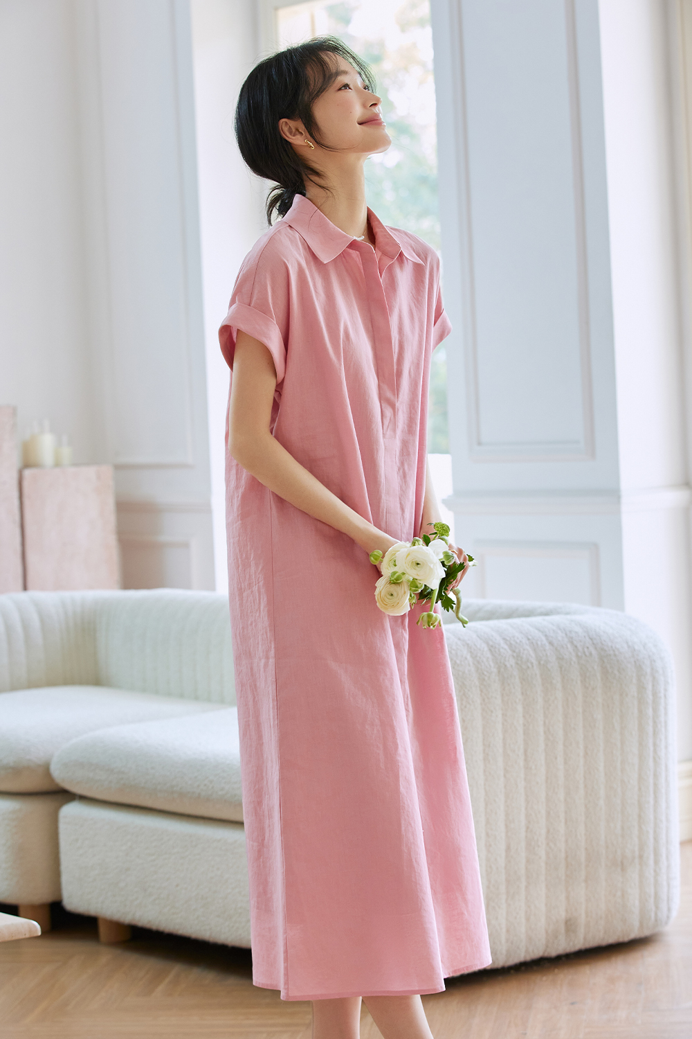 Lapel Shirt Dress
