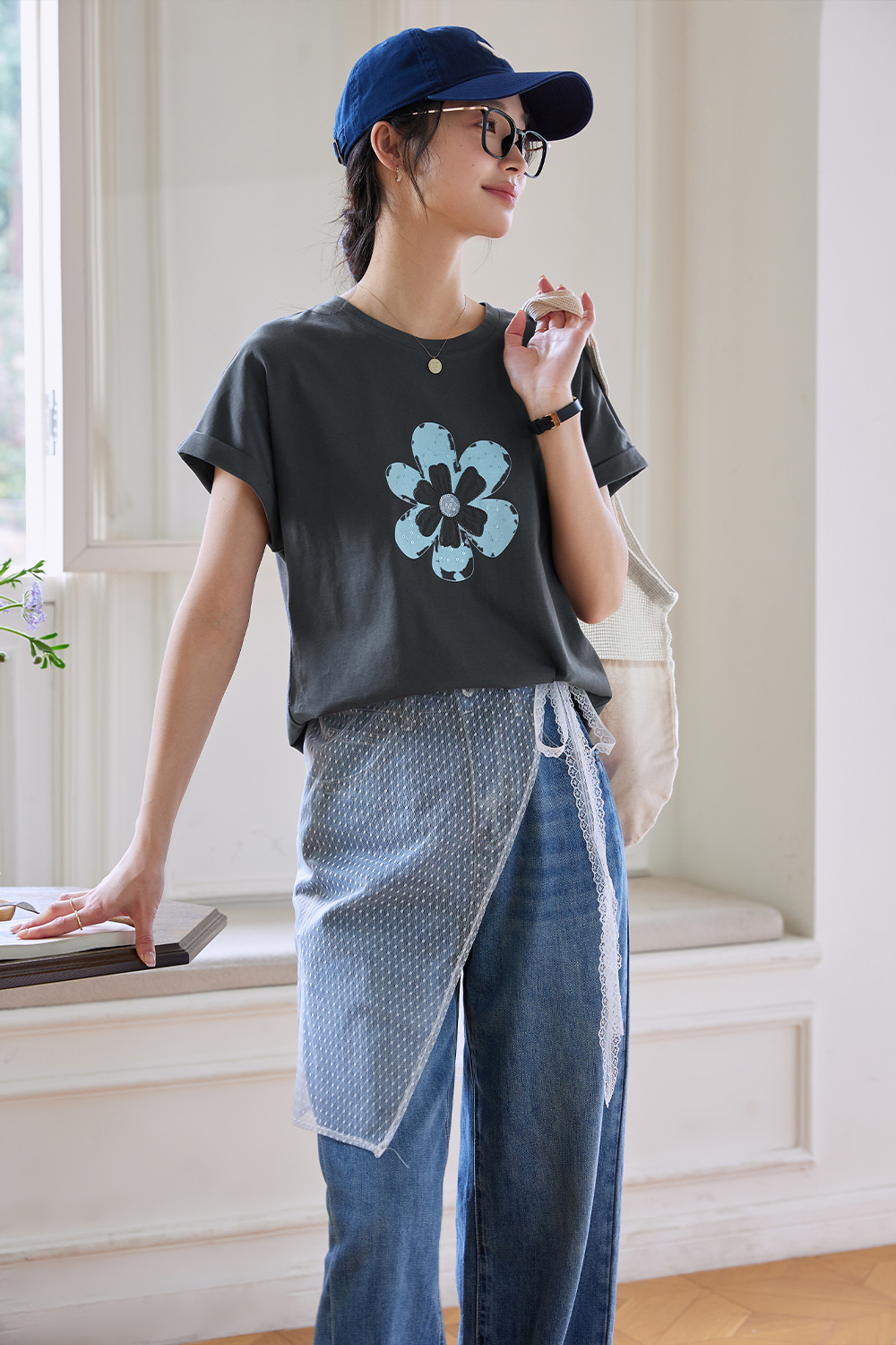 Flower Pattern Printed T-Shirt