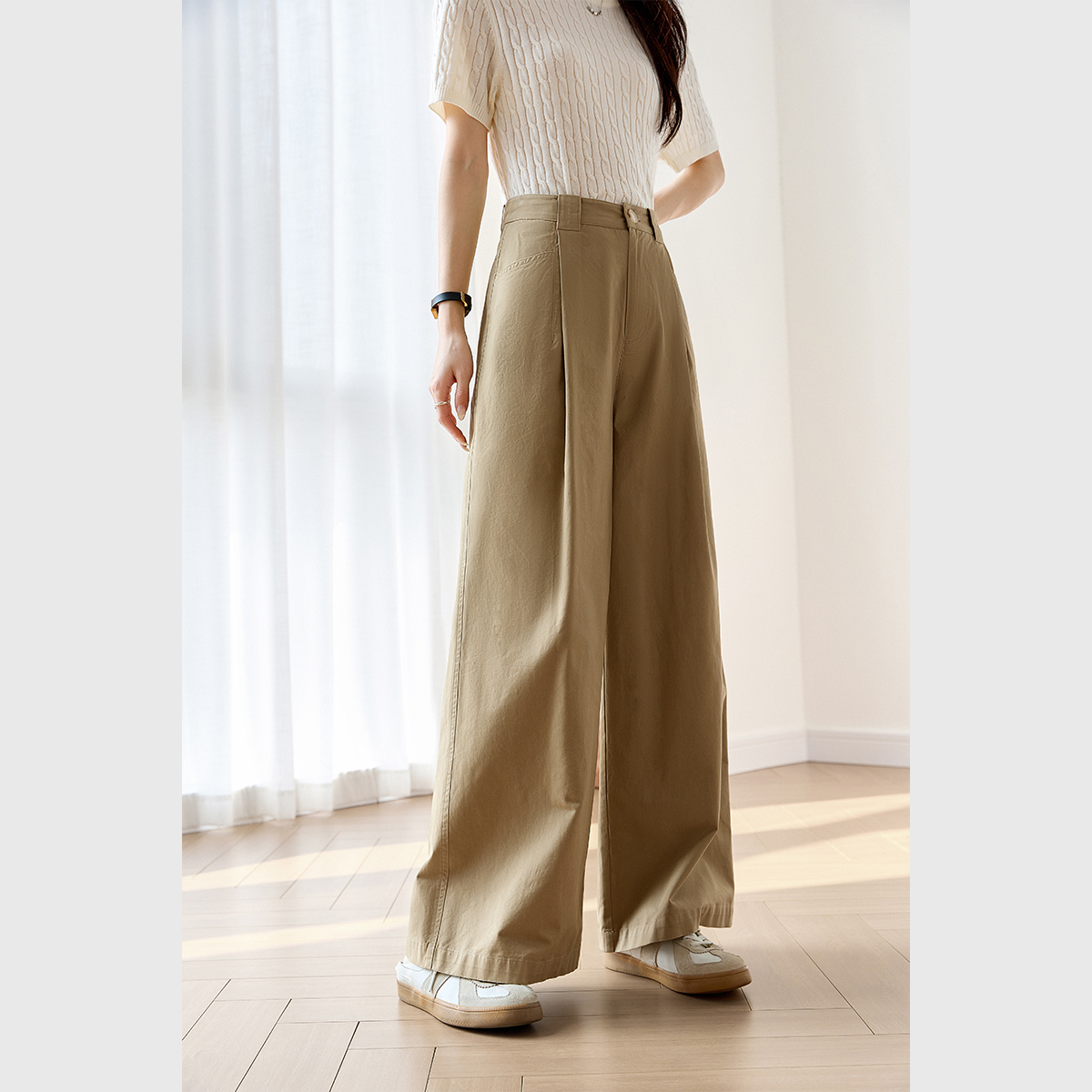 Pure Cotton Loose Versatile Wide-Leg Pants