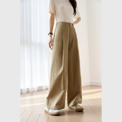 Pure Cotton Loose Versatile Wide-Leg Pants