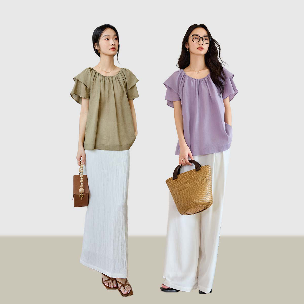 Solid Color Cotton And Linen Short-Sleeved Shirt