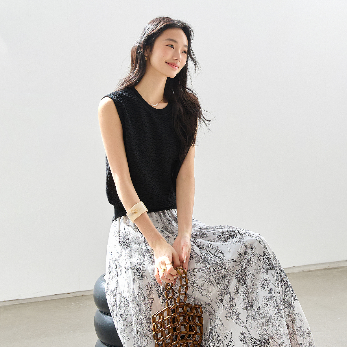 Textured Sleeveless Sweater