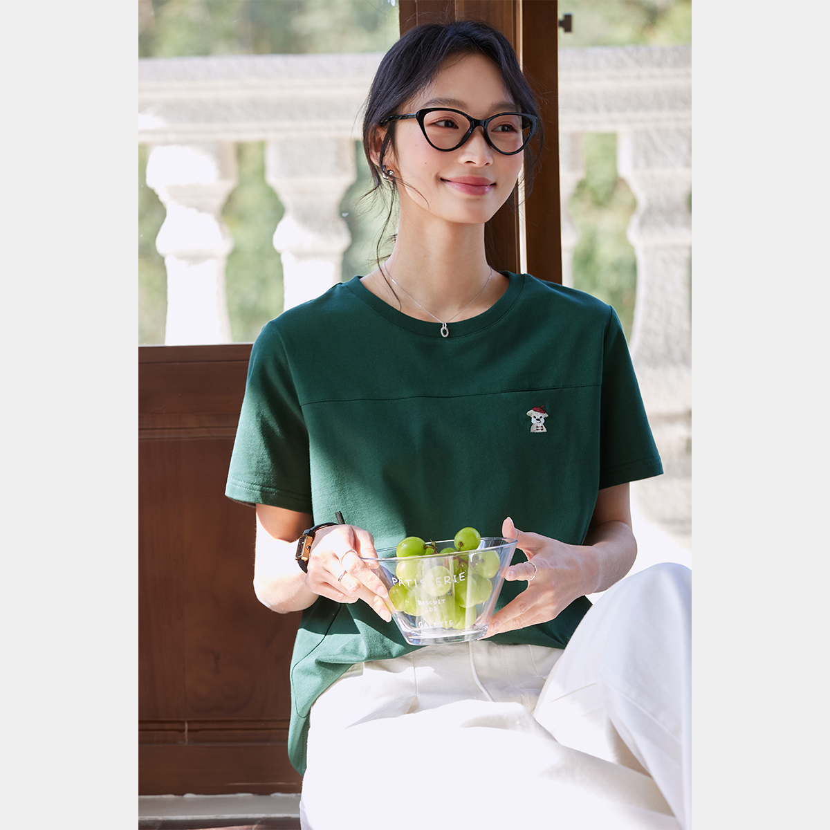 Animal Embroidery Straight T-Shirt