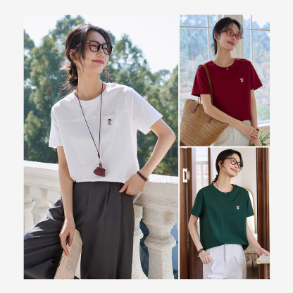 Animal Embroidery Straight T-Shirt
