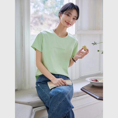 Letter Embossed T-Shirt