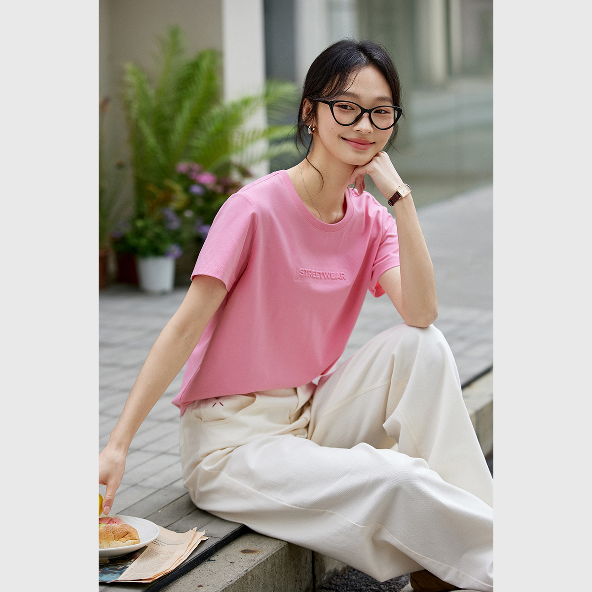 Letter Embossed T-Shirt
