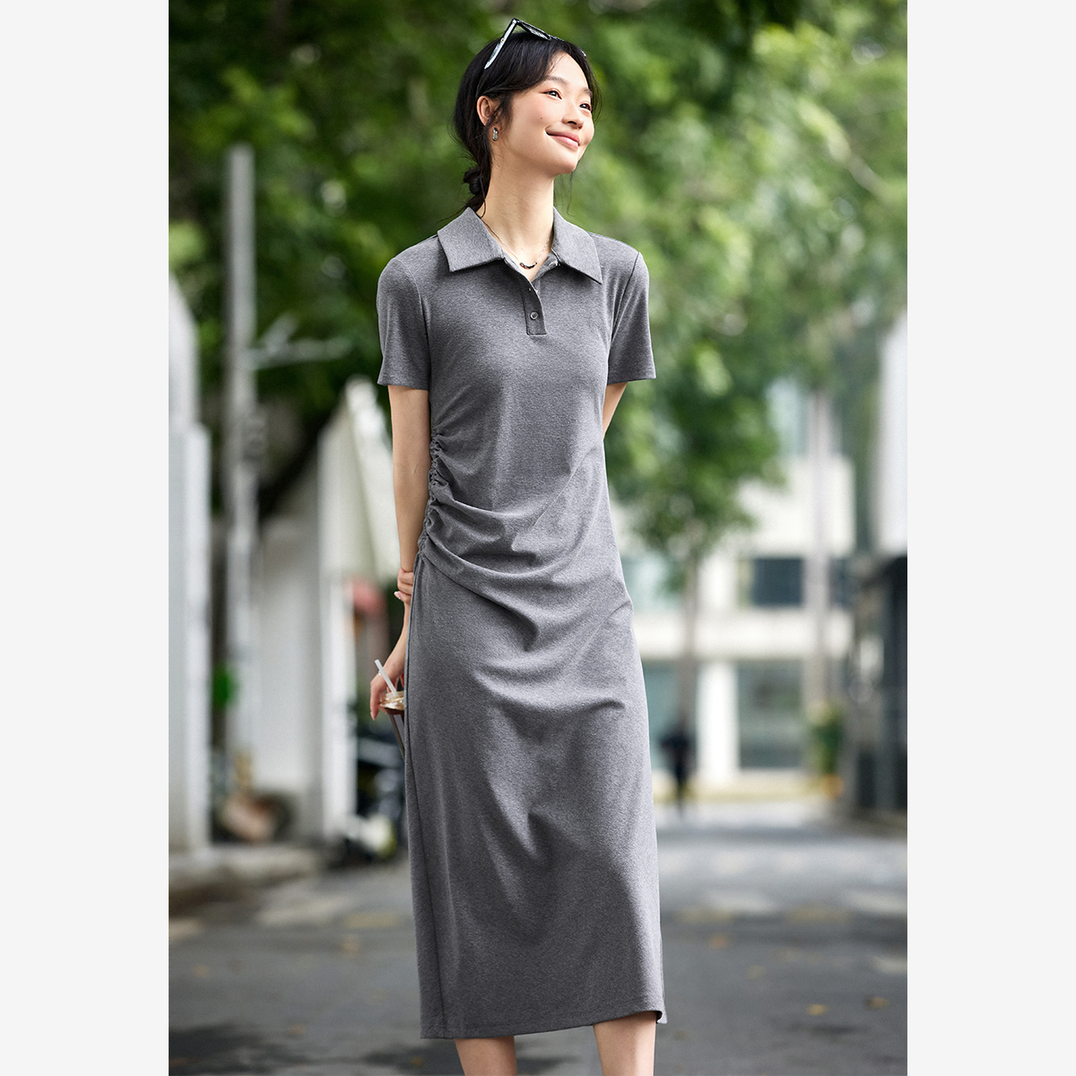 Lapel Knitted Straight Dress