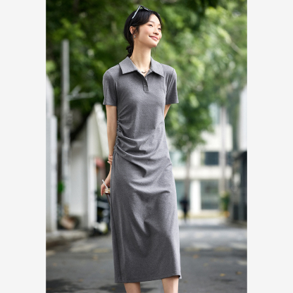 Lapel Knitted Straight Dress