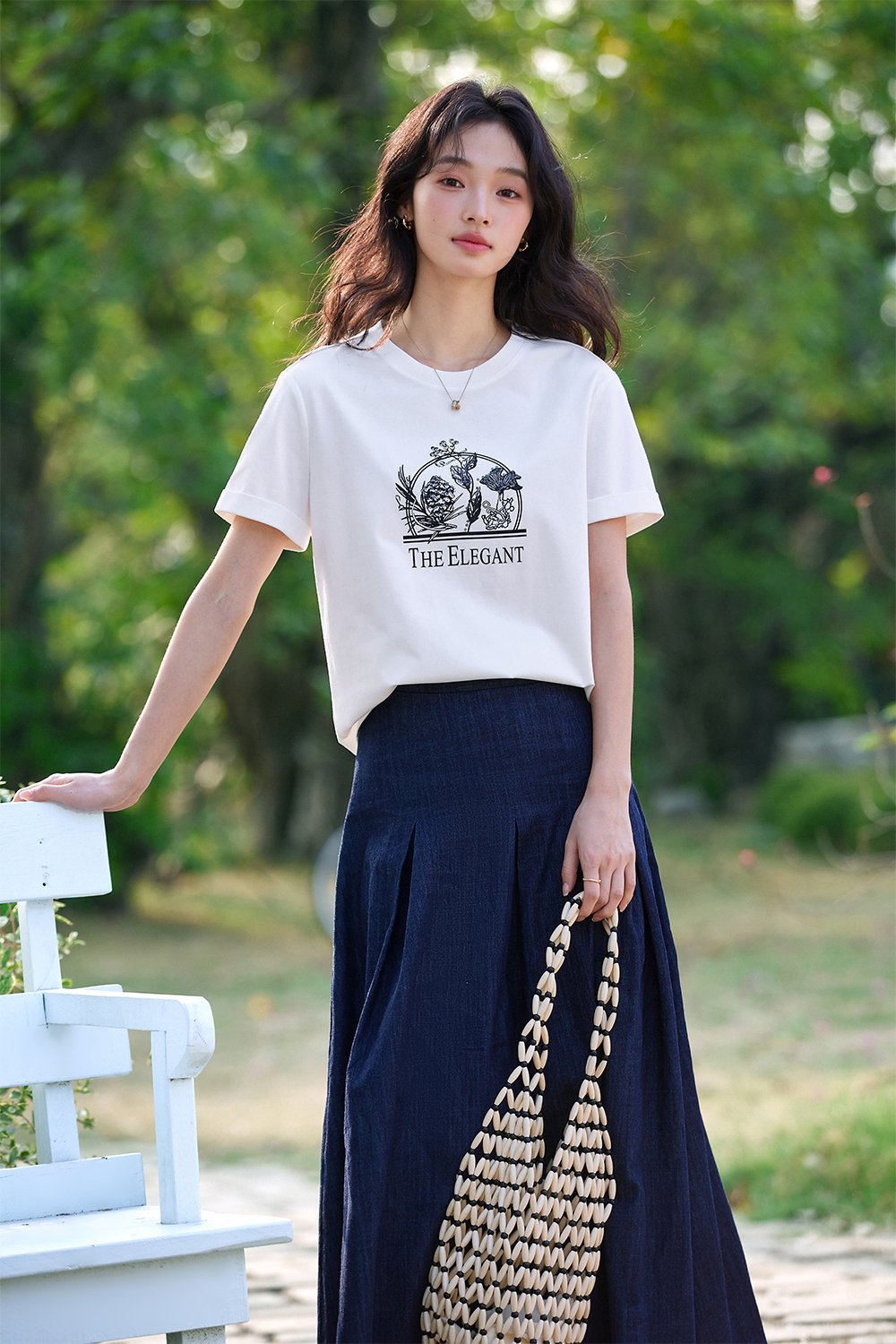 Cotton Printed Straight T-Shirt