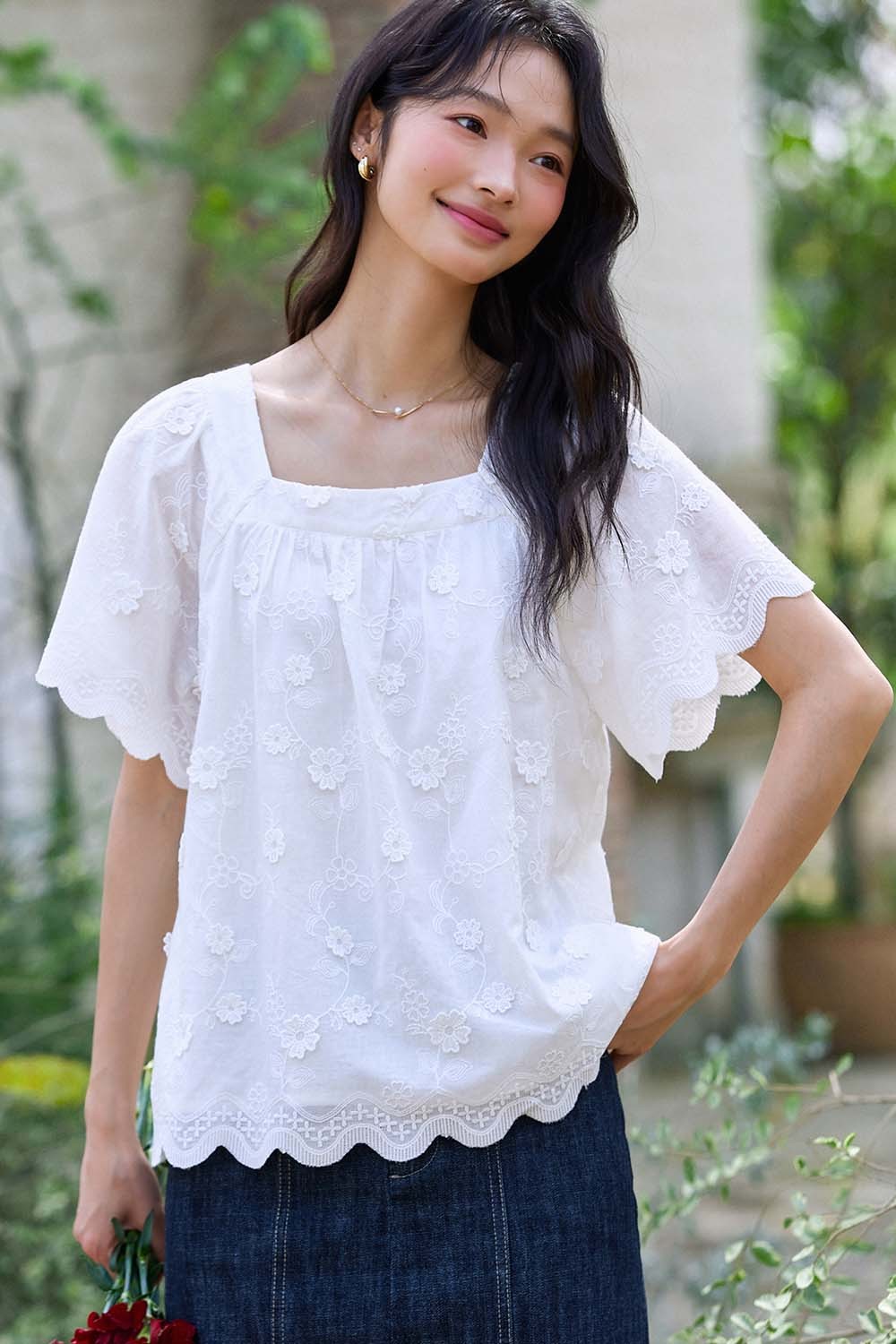 100% Cotton 3D Flower Shirt
