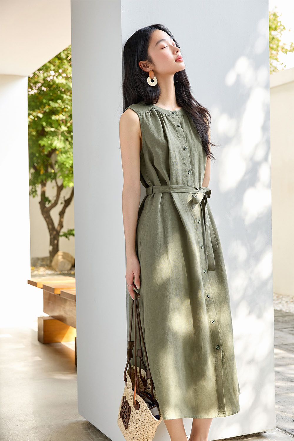 Lyocell Linen Blend Dress-VIMLYSTORE