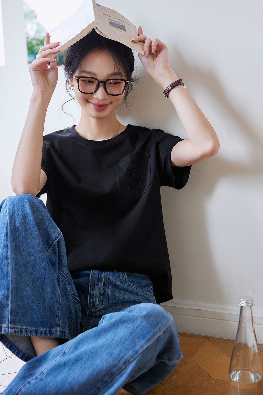 Hollow A Letter Embroidered T-Shirt