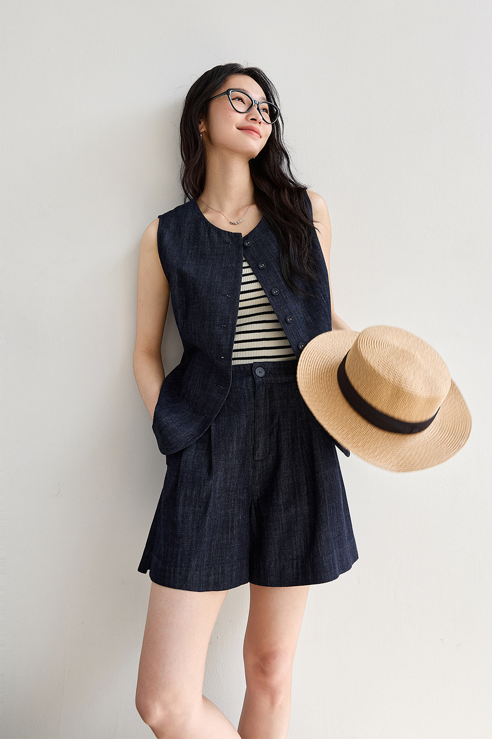 Old Money Style Pure Cotton Denim Suit