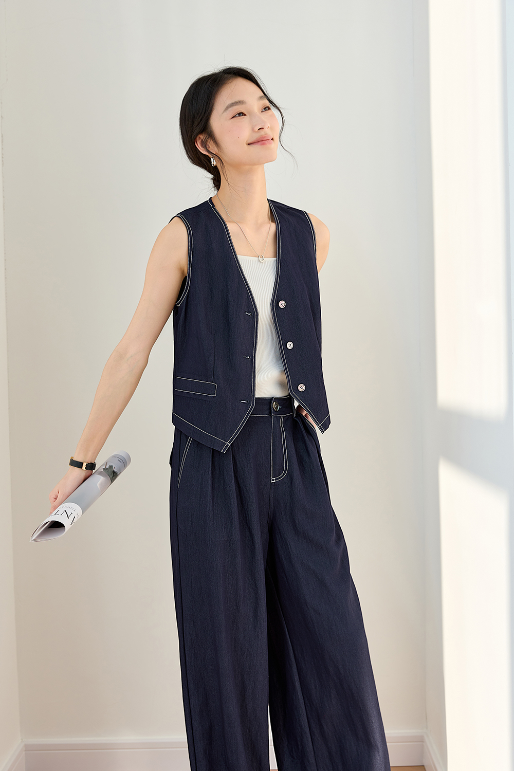 Exposed Stitching Casual Suit